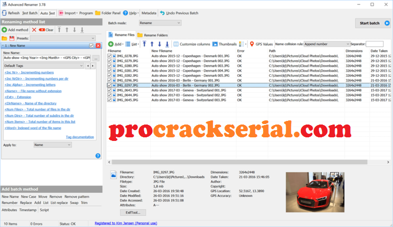 tag and rename serial key